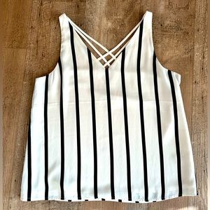Express Black and White Striped Tank